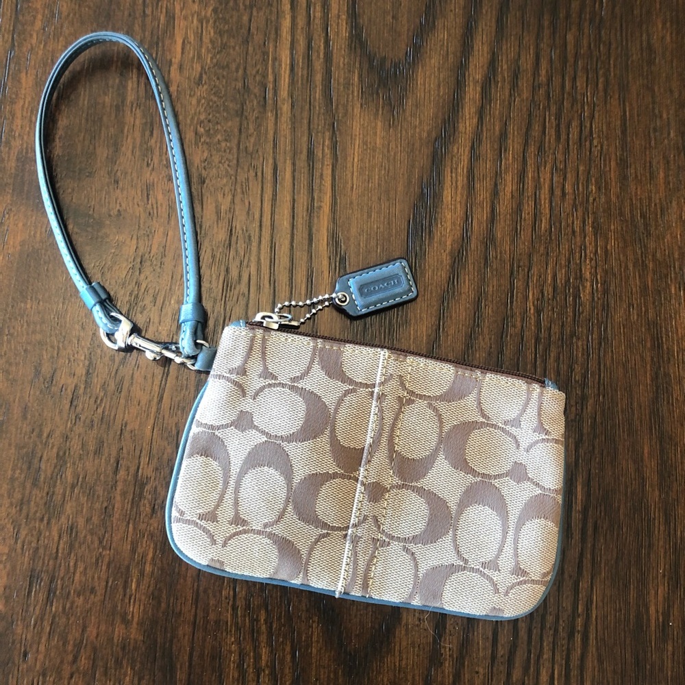 Coach wristlet with blue detail